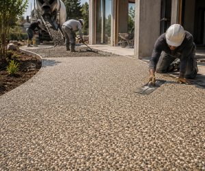 Beton döşeme çalışması ve peyzaj